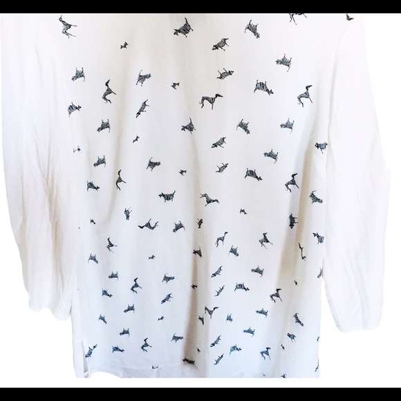RW&CO Dog Print Semi Sheer Blouse Ivory White Size Small - Picture 6 of 10